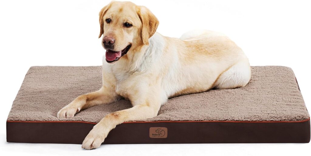 Cama de perro Bedsure, modelo básico ortopédico en marrón.